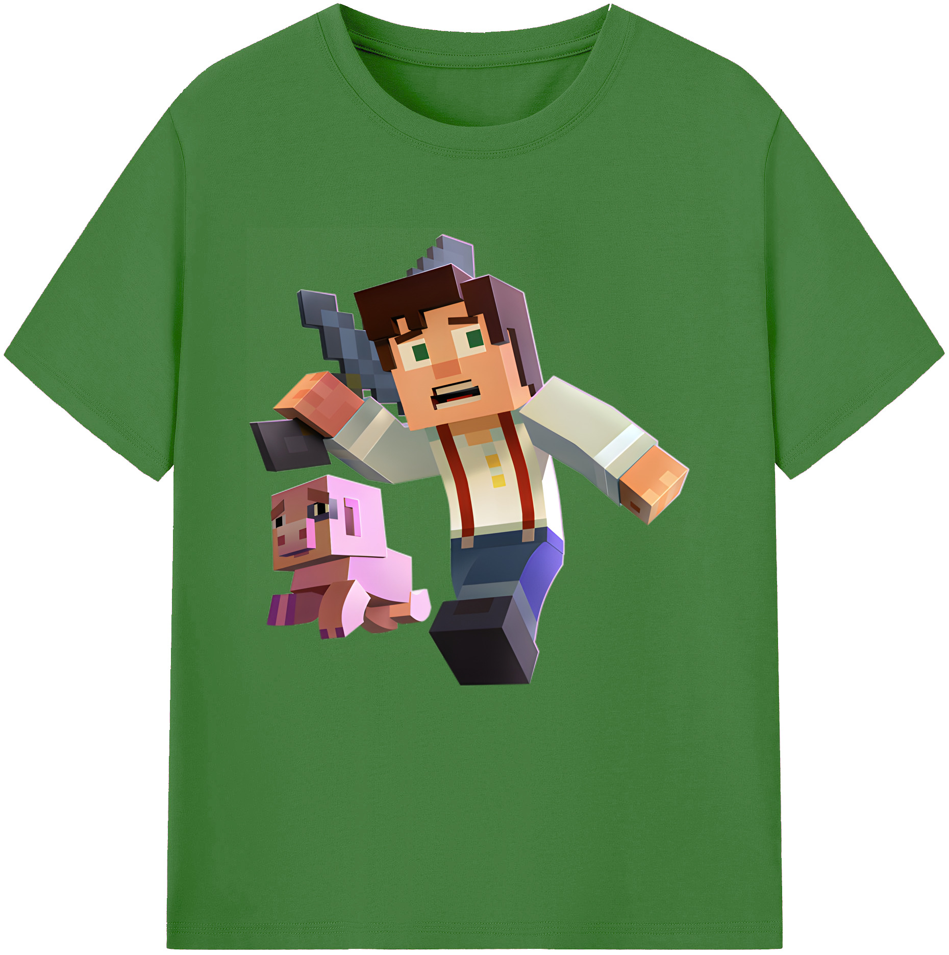 （画像用） マインクラフト ブロックの世界 Minecraft MC Block world レディースカジュアルプリントTシャツ（綿100％）
